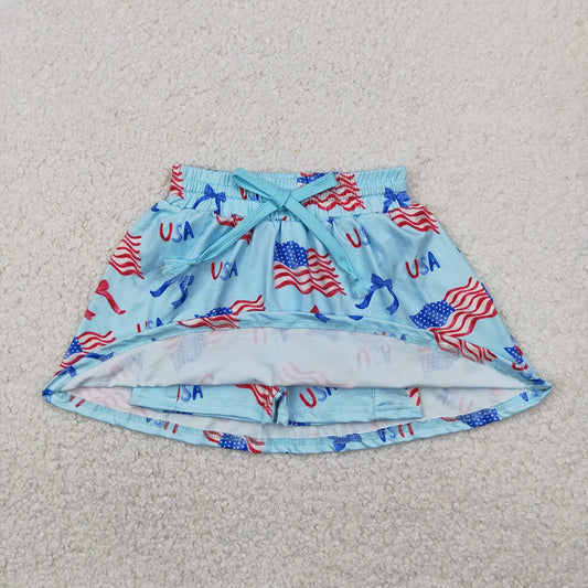 Sibling 3 Colors Baby Girls 4th Of July Summer Skorts Skirts