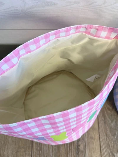 Baby Kids Easter Checkered Bunny Basket Bags