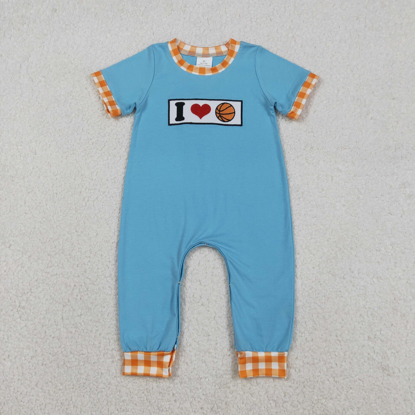 SR3366 Embroidery I Love Basketballs Baby Boys Team Footie Romper C12.13