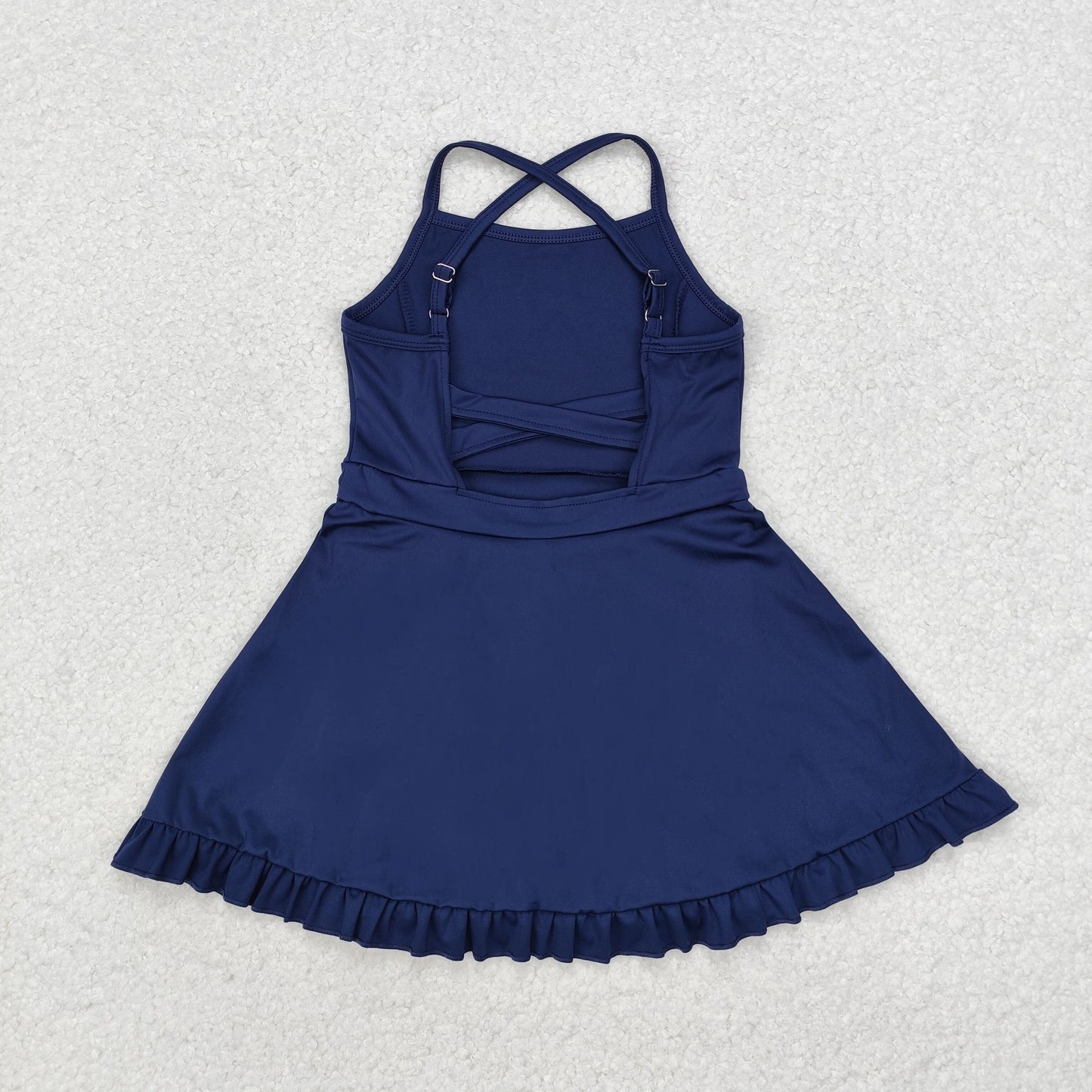 S0456 Baby Girls Navy Athletic Active Wear Knee Length Dress