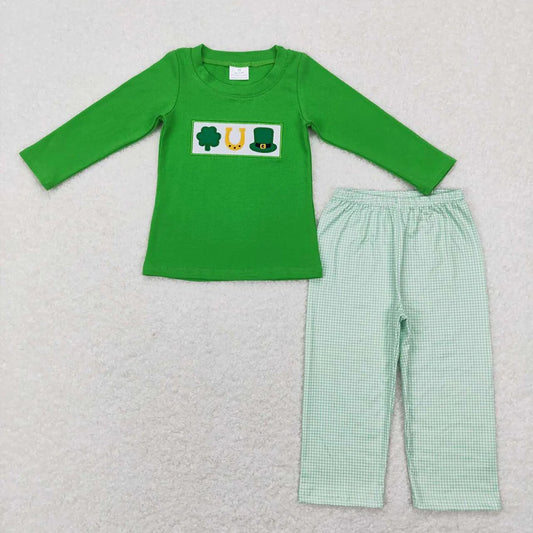 Sibling Boys Baby Girls St Patrick Day Quatrefoil Outfits Clothes Sets