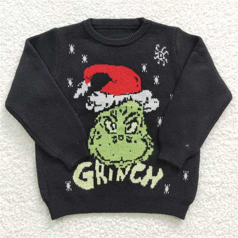 GT0188 Baby Children Christmas Black Frog Woolen Sweater