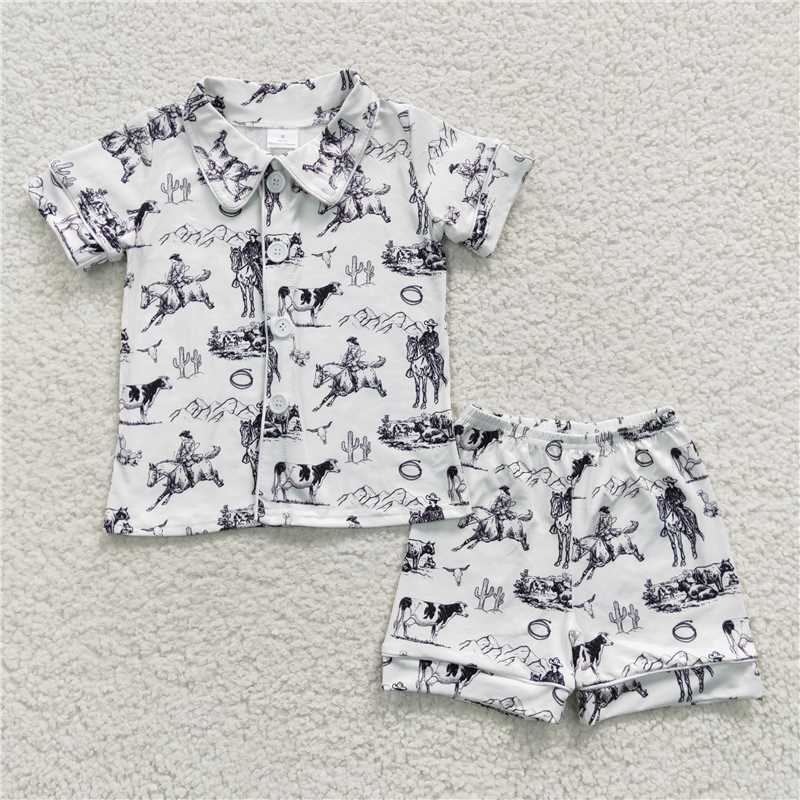 RTS BSSO0275 Baby Girls Western Farms Shorts Pajamas