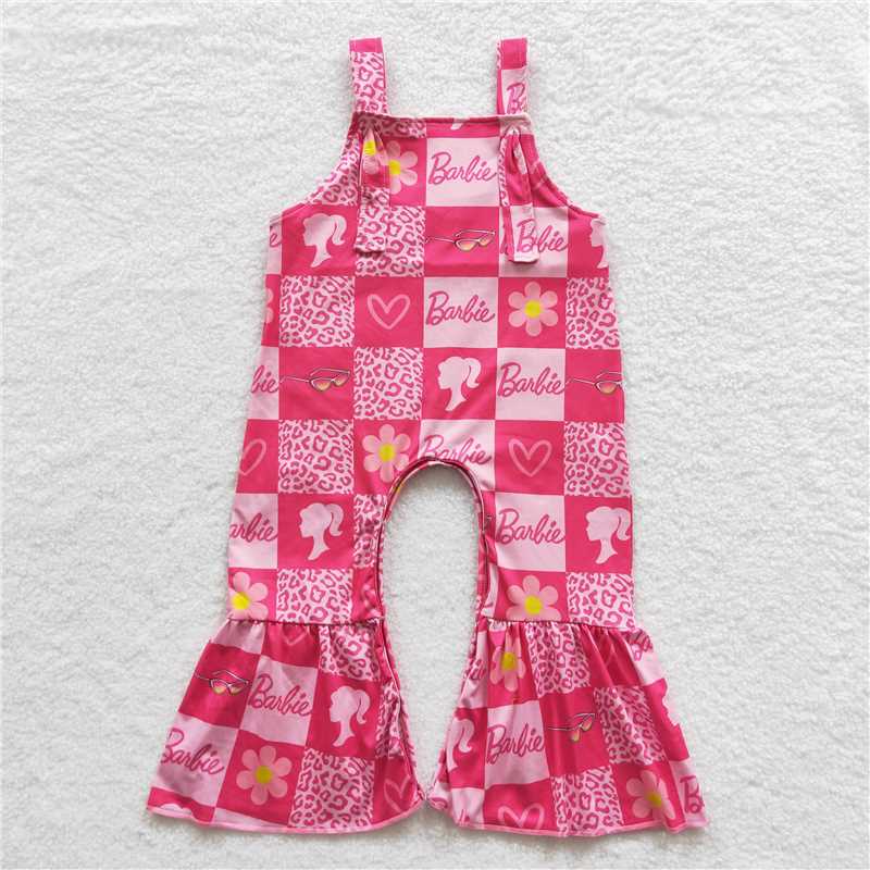 RTS SR0382 Baby Girls Pink Doll Jumpsuit with Straps Floral Print Baby Girl's Outfit