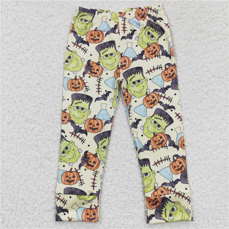 P0168 Halloween Pumpkin cartoon light yellow boy pants