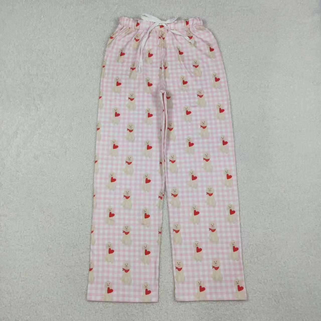 Mama and Me Girls Hearts Dogs Valentine Pajamas Set Ruffle Dress Zipper Romper Mamas Pants Bottom C10.31