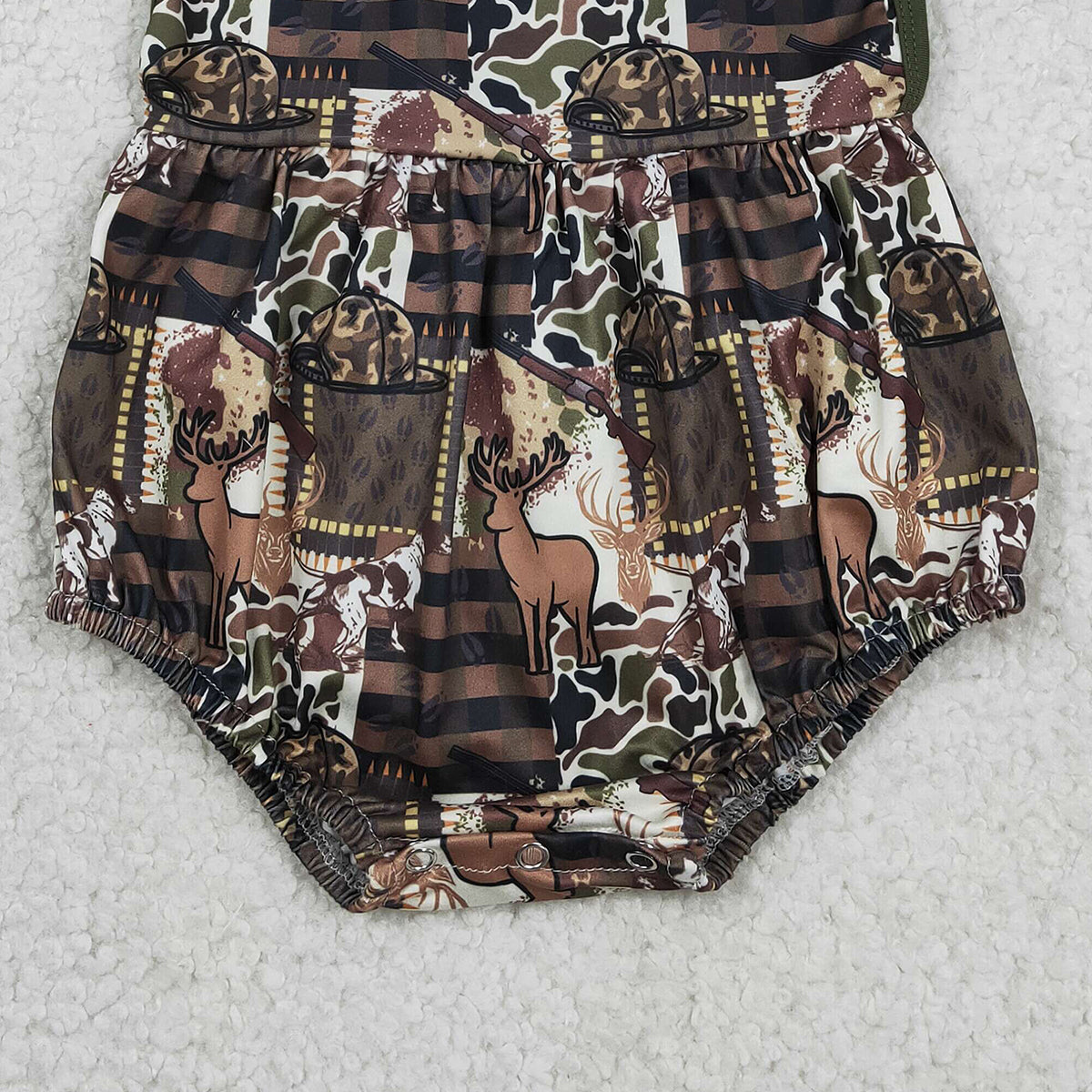 RTS SR3927 Baby Boys Strap Southern Deer Hats Camo Hunting Rompers
