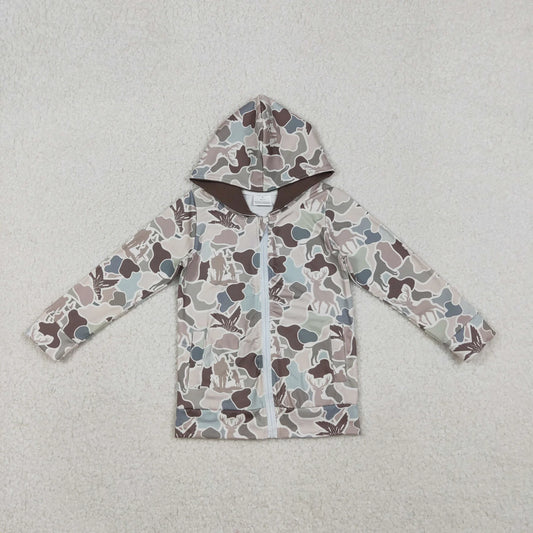 Adult Men Baby Boys Ducks Deer Dogs Camo Pockets Zipper Hunting Hoodie Jackets Top C11.1