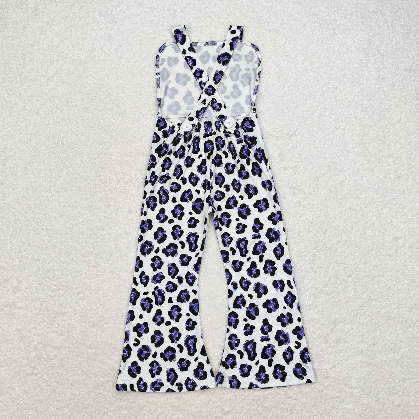 SR1932 Purple leopard print white strap jumpsuit
