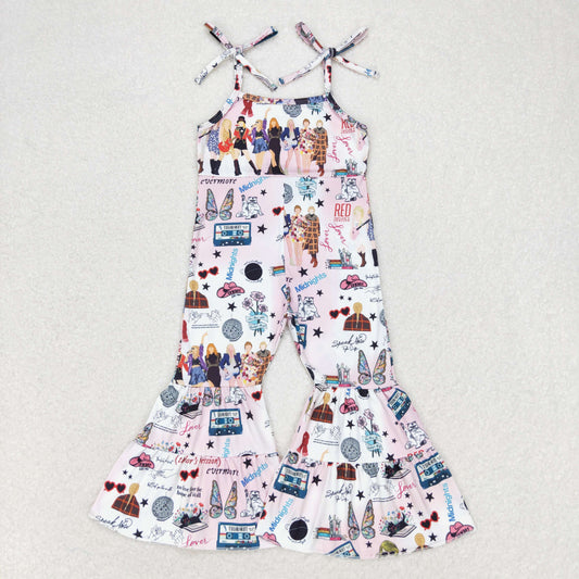 SR1474 Country music singer pink and white camisole jumpsuit