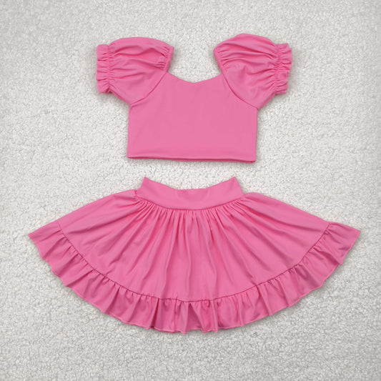 GSD2102 Baby Girls Pink Yoga Shirt Skirt Active Wear Clothes Set 4.28