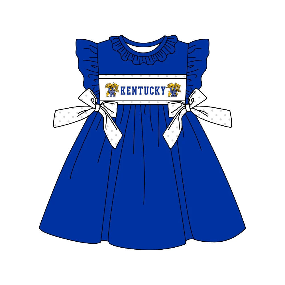 Baby Girls Kenturky Tiger Team Bows Knee Length Dresses Preorder(MOQ 3)