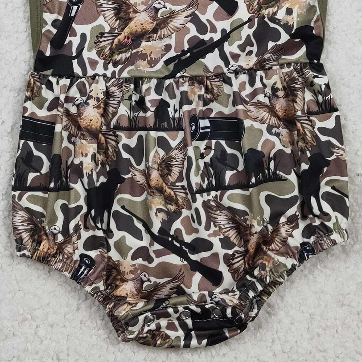 RTS SR3926 Baby Boys Strap Southern Dog Ducks Camo Hunting Rompers