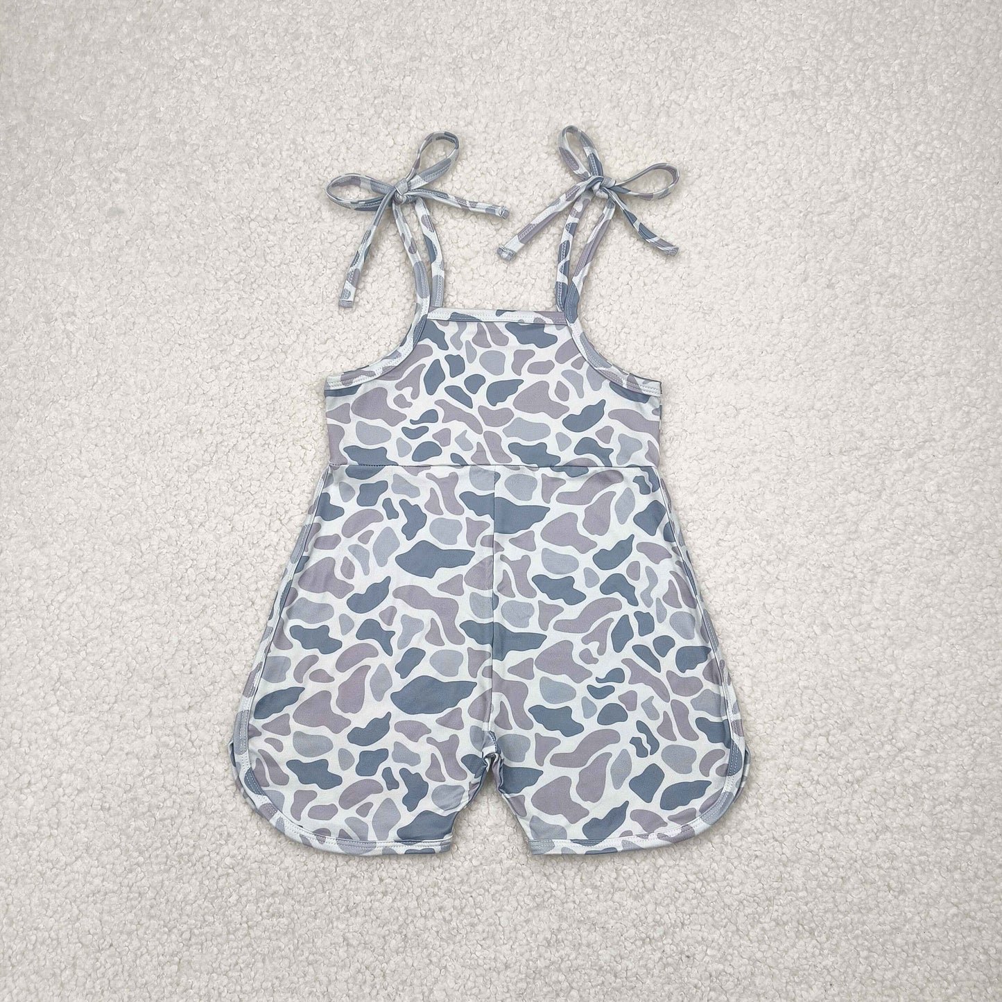 SR2827 Baby Girls Grey Camouflage Straps Jumpsuit