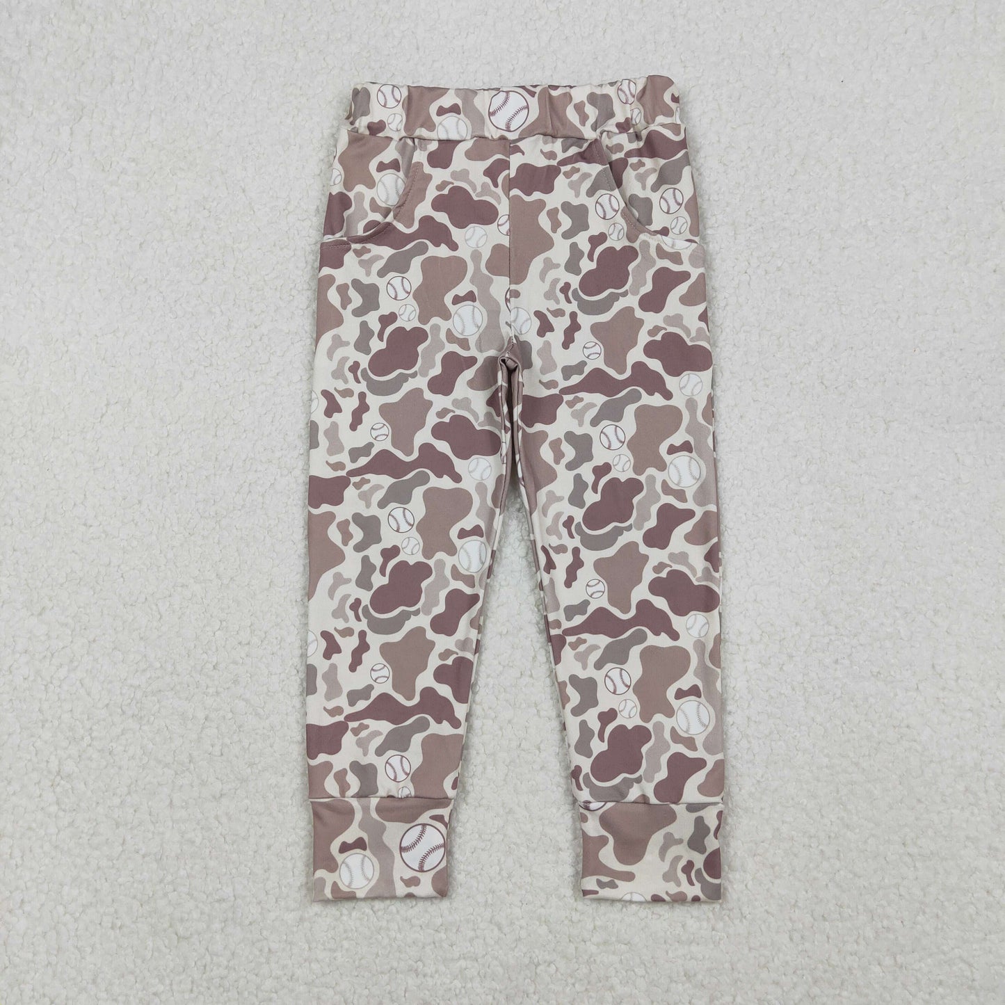 P0875 Baby Boys Khaki Camo Baseballs Team Pockets Leggings Pants C10.23