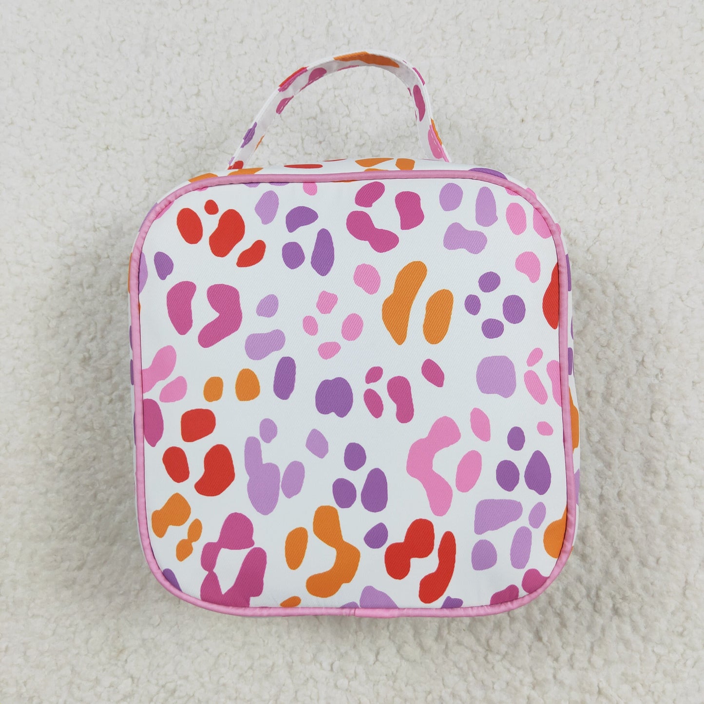 BA0309 Baby Girls Pink Leopard Ruffle School Bags Lunch Boxes 8.4