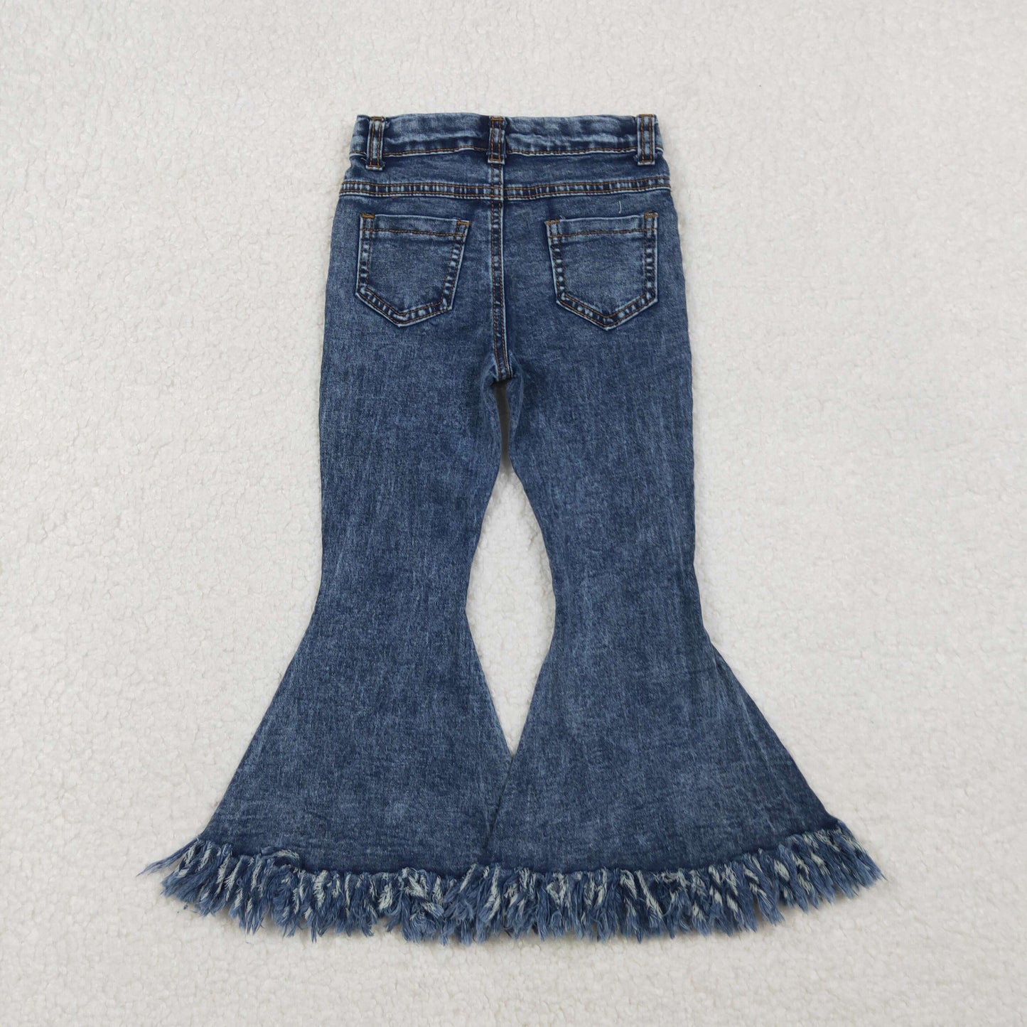 P0132 Baby Girls Light Blue Tassel Denim Bell Pants
