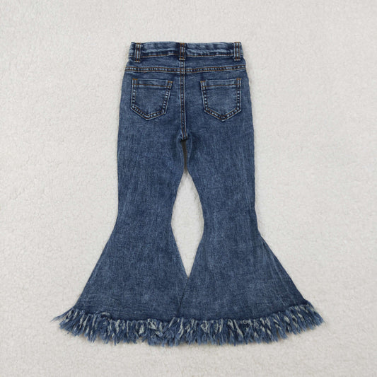 P0132 Baby Girls Light Blue Tassel Denim Bell Pants