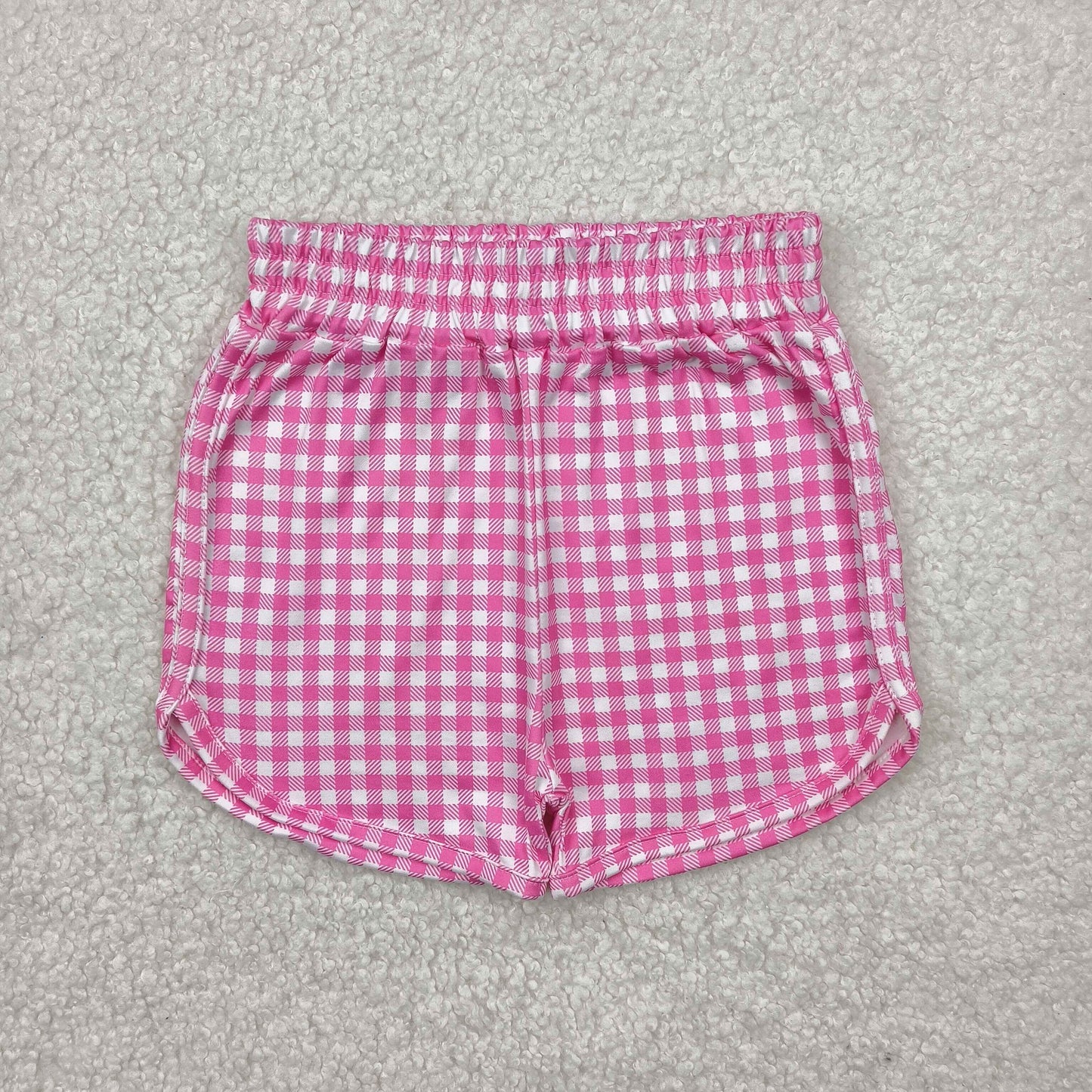 SS0472 Baby Girls Pink Plaid Sport Shorts Bottoms