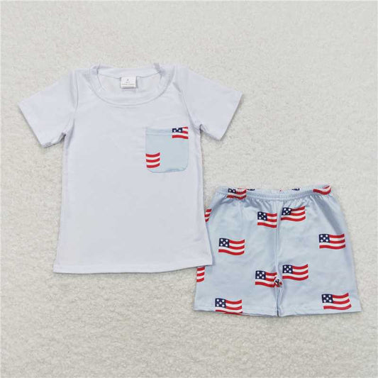 Baby Boys Girls 4th Of July Flags Sibling Rompers Clothes Sets