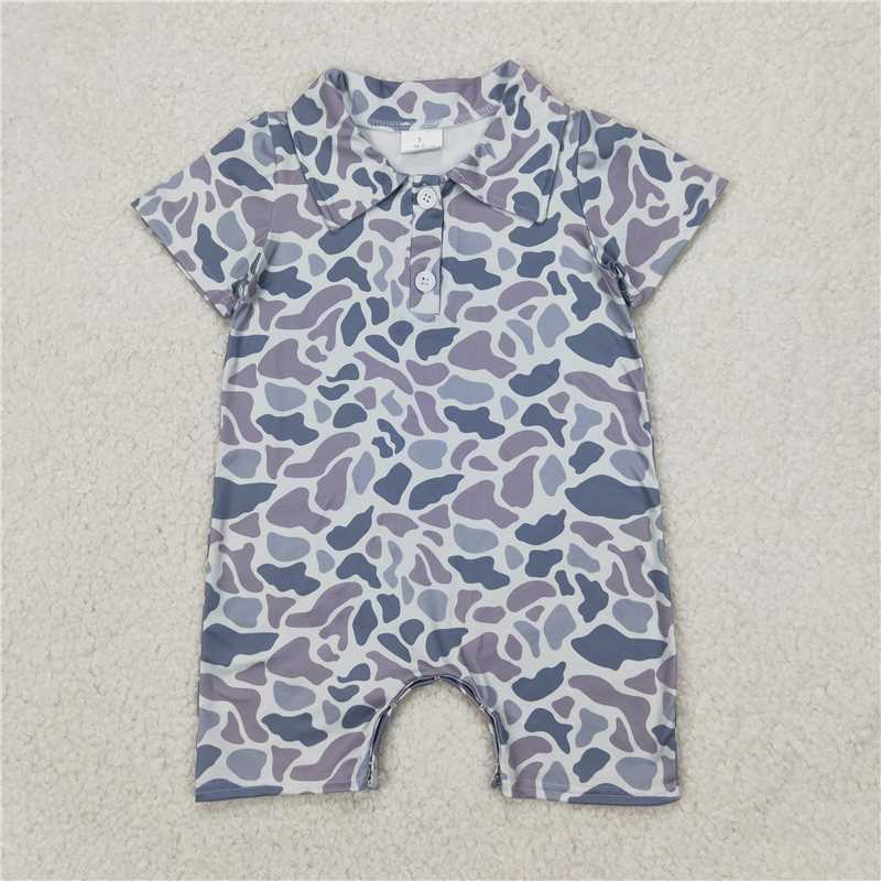 Sibling Baby Infant Boys Short Sleeves Camouflage Button Rompers 4.16