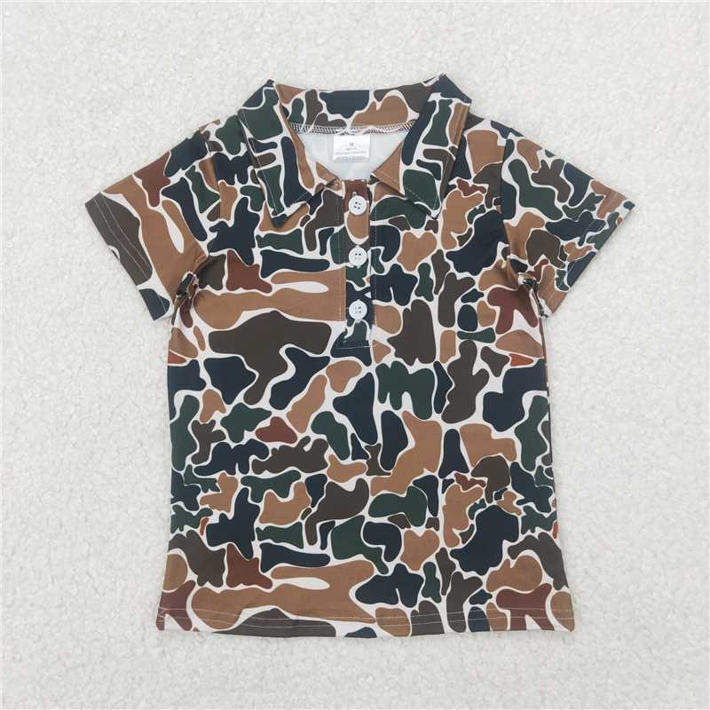 Sibling Baby Boys Short Sleeves Button Camouflage Polo Shirts Tops