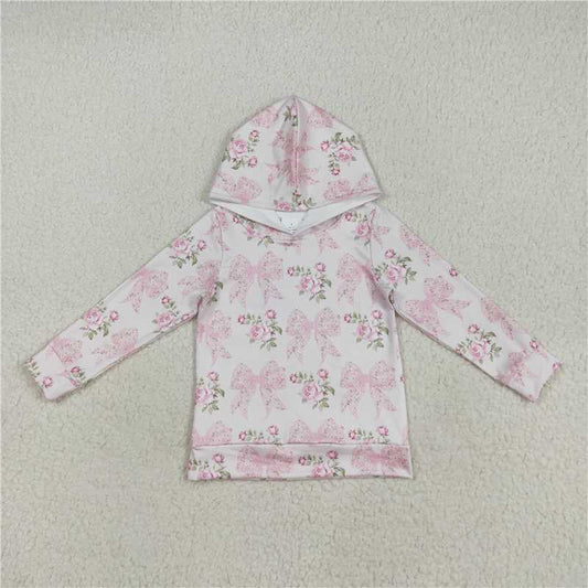 Sibling Baby Girls Long Sleeves Pink Floral Bows Hoodies Pullovers Tops 7.25