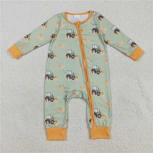 Sibling Baby Kids Fall Trucks Pumpkins Farm Rompers Pajamas Sets C8.14