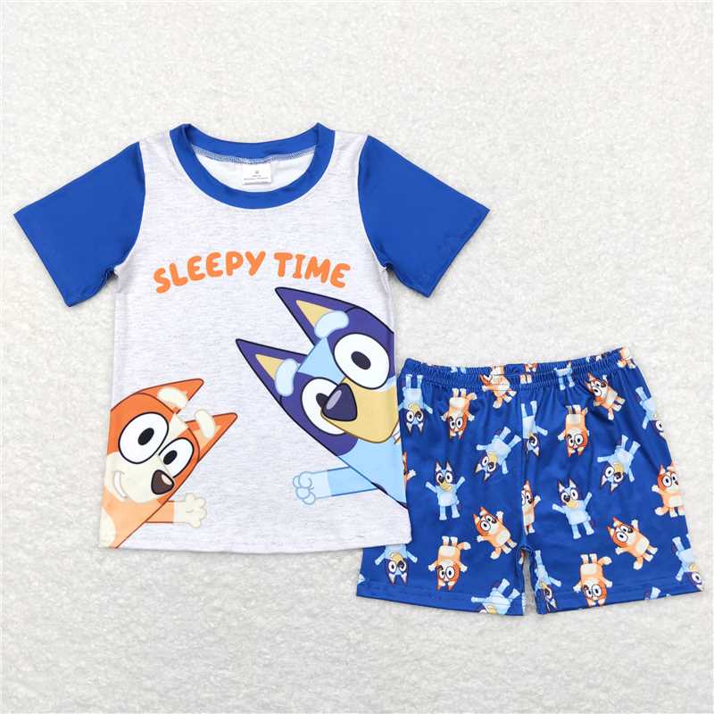 RTS BSSO0421 Baby Boys Dogs Sleepy Time Shirts Shorts Pajamas Outfits Clothing Sets