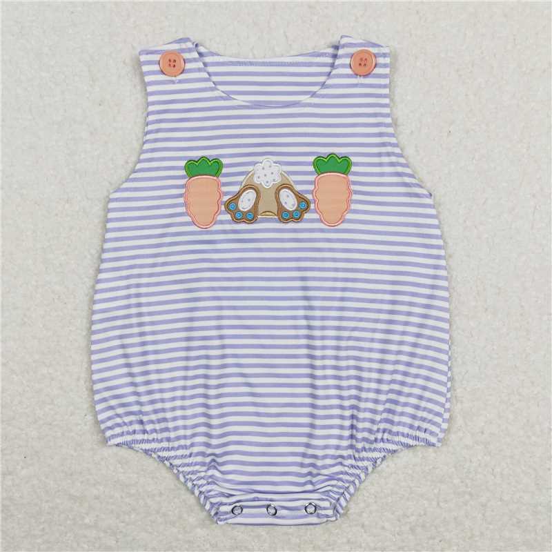 RTS SR0534 Baby Boys Romper Baby Boys Easter Carrot Sleeveless Rompers