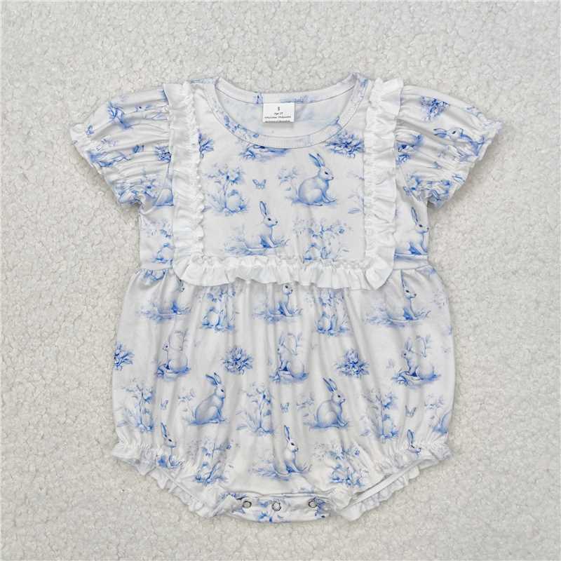 RTS SR2143Baby Infant Girls Short Sleeve Rompers with Rabbits And Butterfly Design Cute And Fashionable Clothing
