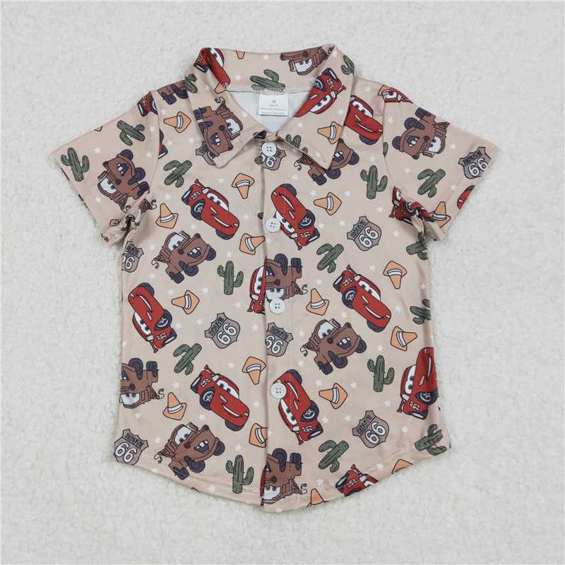 RTS BT1154 Baby Boys Top Baby Boys Western Cars Cactus Buttons Tee Shirts Tops