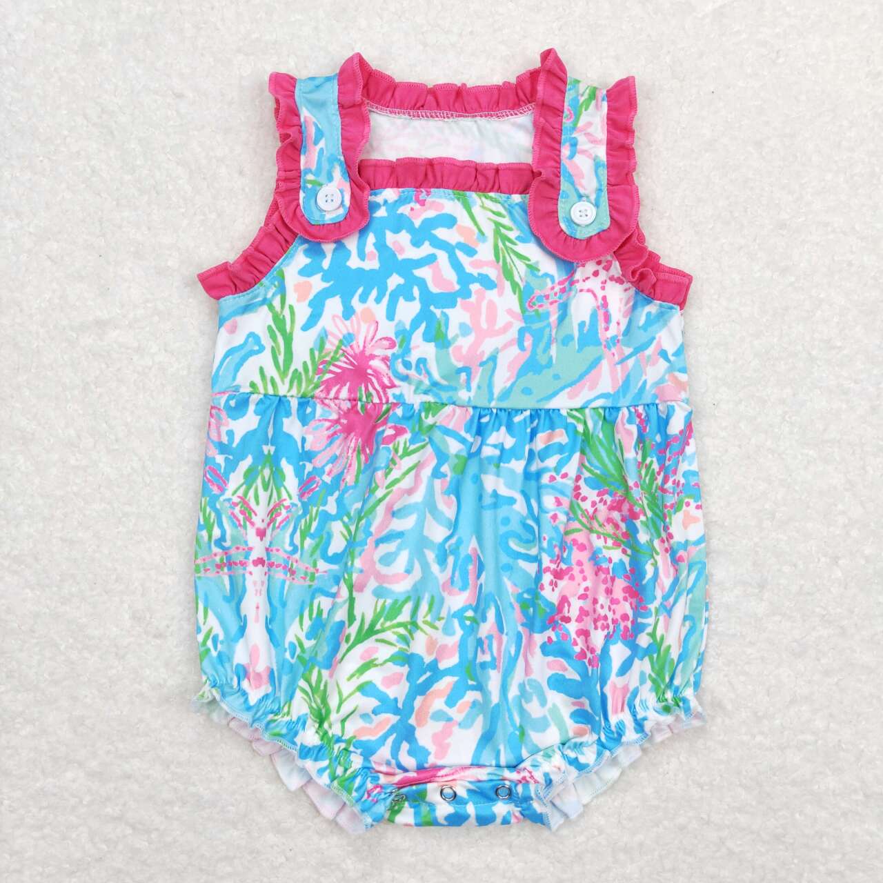 SR1292 Starfish seaweed pattern rose red lace vest onesie