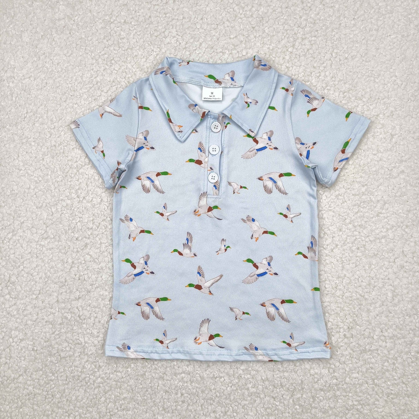 BT1210 Baby Boys Blue Short Sleeves Button Ducks Polo Shirts Top 4.18