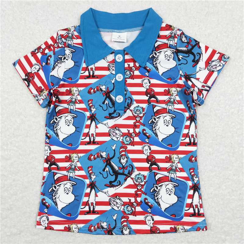 RTS BT0483 Baby Boys Top Baby Boys Dr Reading Red Stripes Short Sleeve Tee Shirt Tops