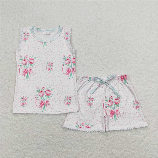 Baby Girls Flowers Shirt Top Shorts Sibling Sister Pajamas Clothes Sets
