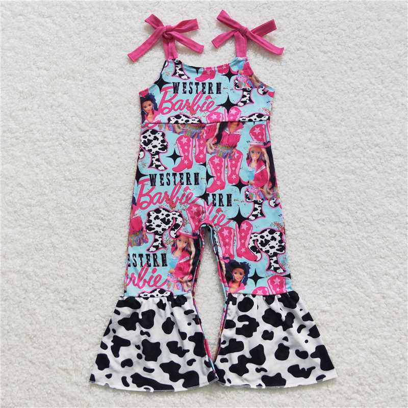 RTS SR0425 Baby Girls Western Style Jumpsuits with Tie Straps And Boots Set for Infants