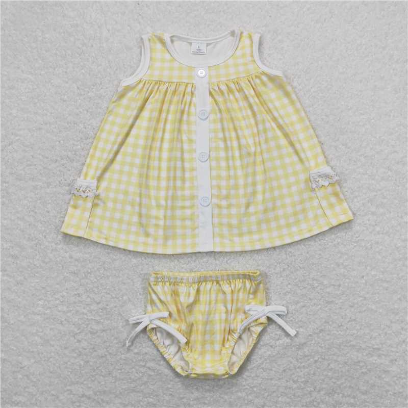 Baby Girls Summer Sibling Sister Checkered Tunic Top Bummies Clothes Sets