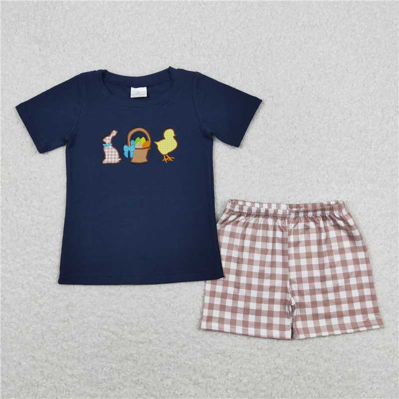 RTS BSSO0364 Baby Boys Rabbit Eggs Chick Shirt Shorts Easter Clothes Sets