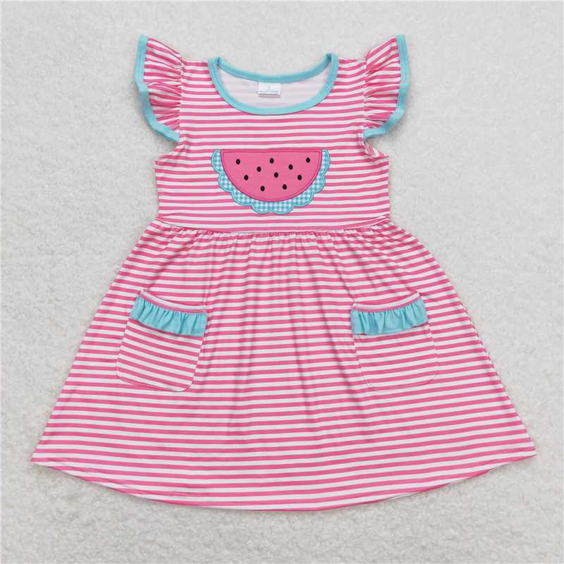 Baby Girls Pink Stripes Watermelon Summer Sibling Sister Clothes Sets