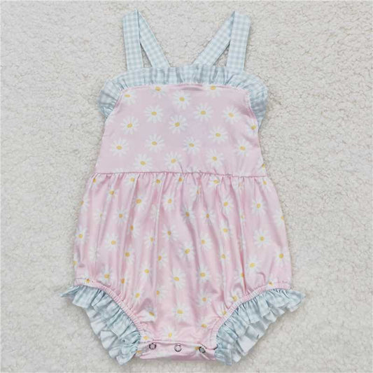 Baby Girls Pink Daisy Straps Dress Rompers Sibling Sister Clothes Sets