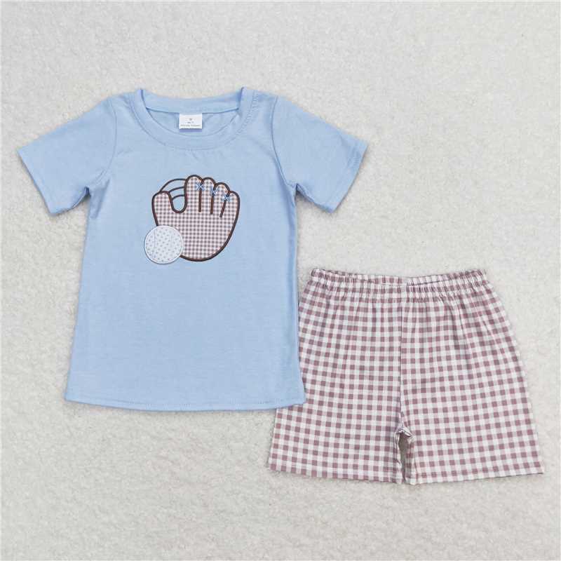 Baby Kids Baseball Summer Embroidery Sibling Rompers Clothes Sets