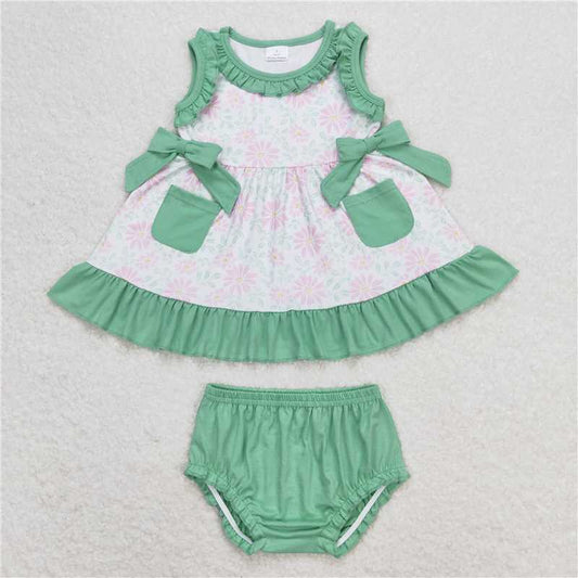 Sibling Baby Girls Summer Sleeveless Top Bummies Clothes Sets