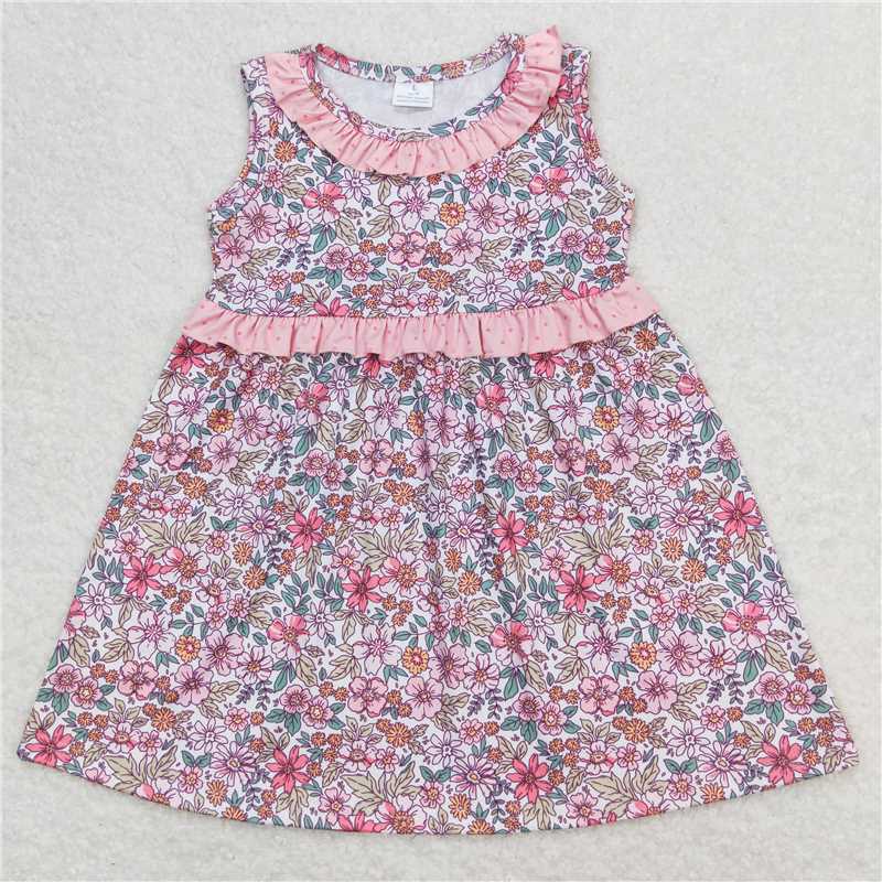 Baby Girls Pink Flowers Bows Sibling Sister Clothes Sets