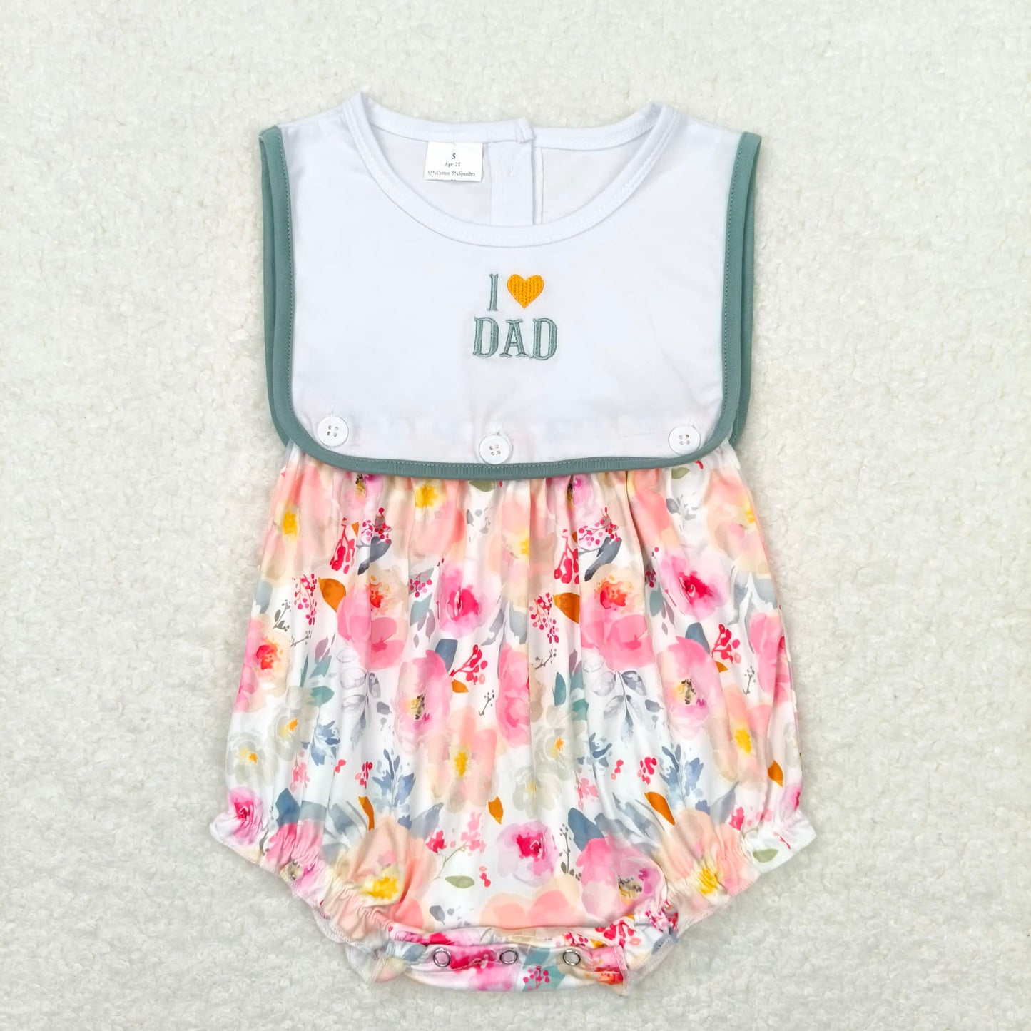 Baby Infant Girls I Love Mom Dad Sibling Floral Summer Rompers