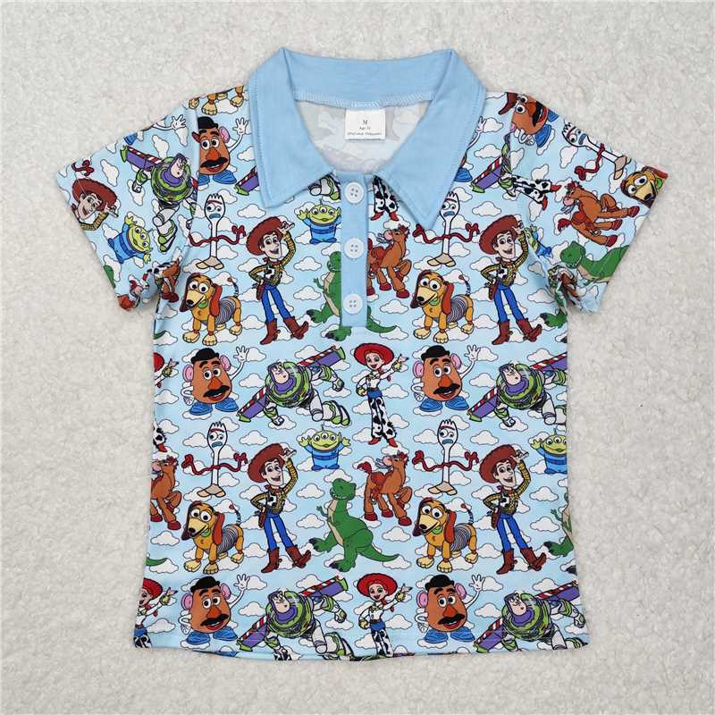 RTS BT1158 Baby Boys Top Baby Boys Toy Dogs Cartoon Short Sleeve Tee Shirts Tops