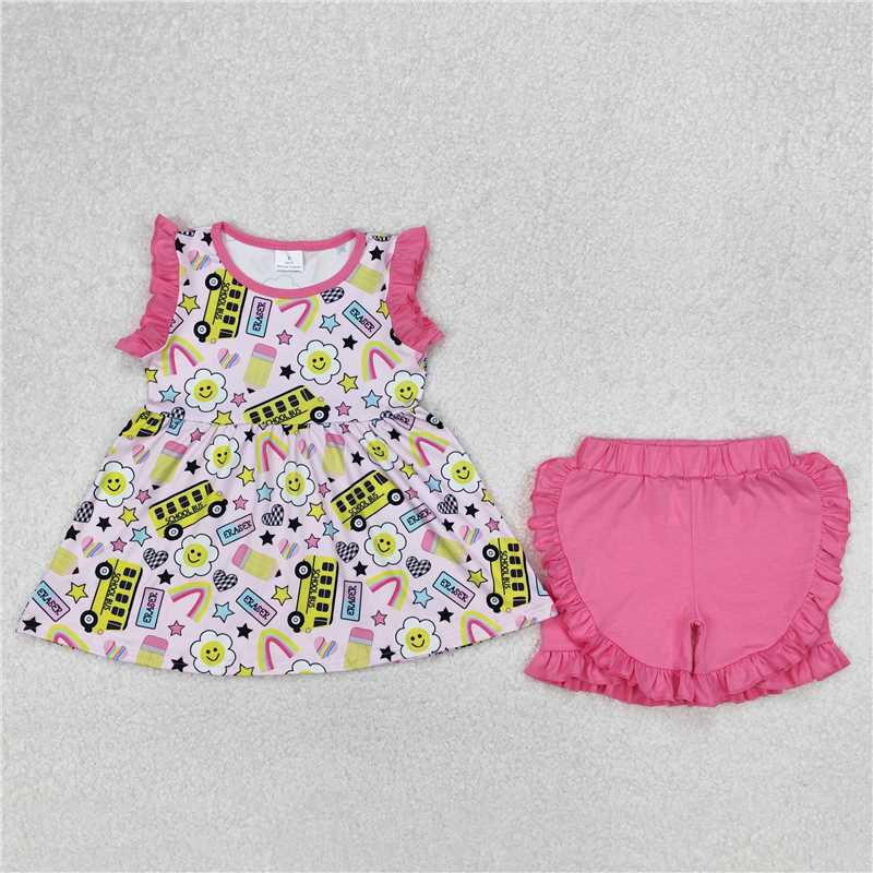 Sibling Baby Girls Bus Back To School Sets Dresses