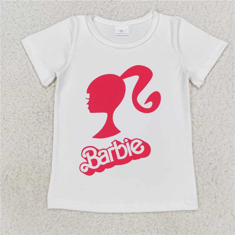 RTS GT0344 Baby Girls White Doll Short Sleeve Tee Shirt Tops Cute Outfit for Little Ones