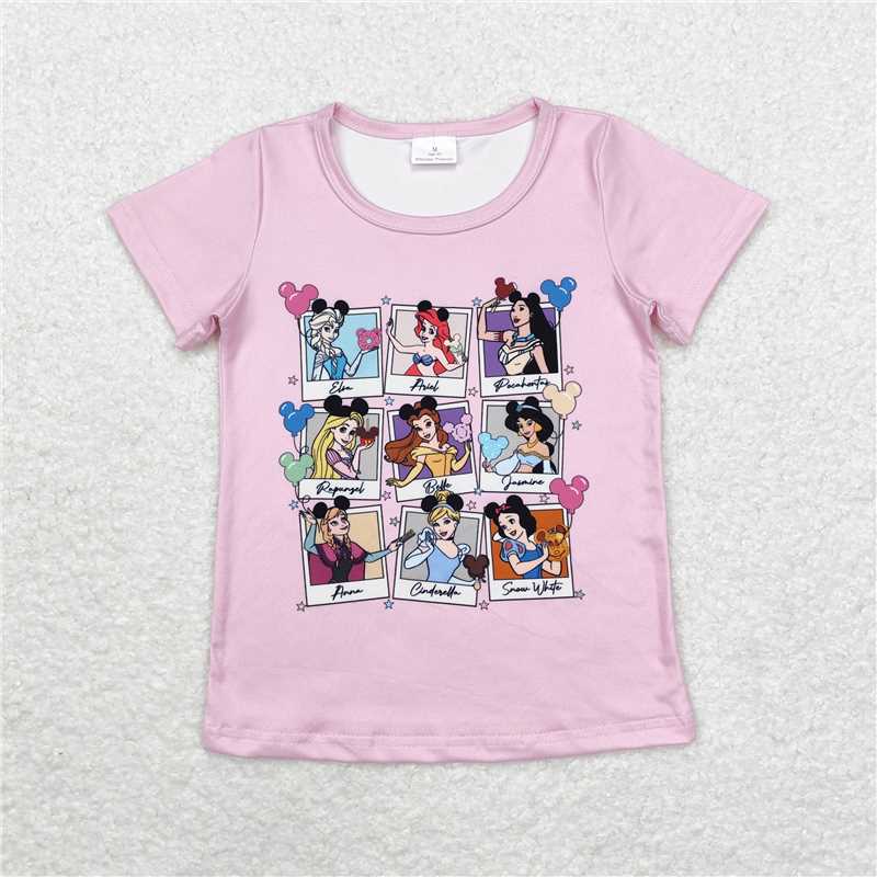 RTS GT0676 Baby Girls Pink Short Sleeve Tee Shirts Tops Little Girl's Casual Cotton Blend Outfit Pink Top for Toddlers