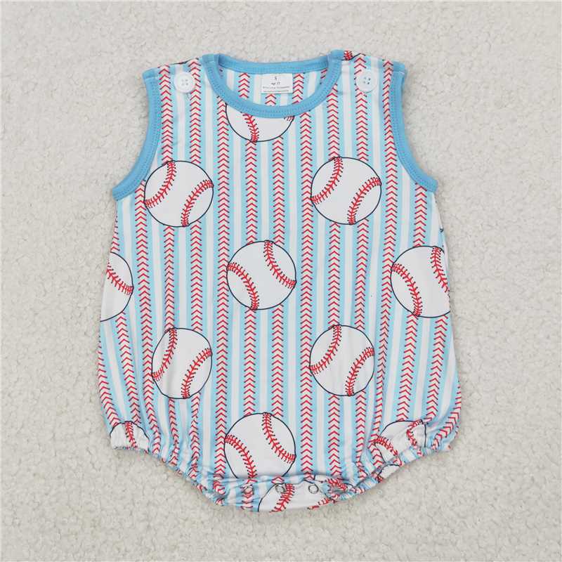 RTS SR2743 Baby Boys Romper Baby Infant Boys Baseball Stripes Sleeveless Rompers